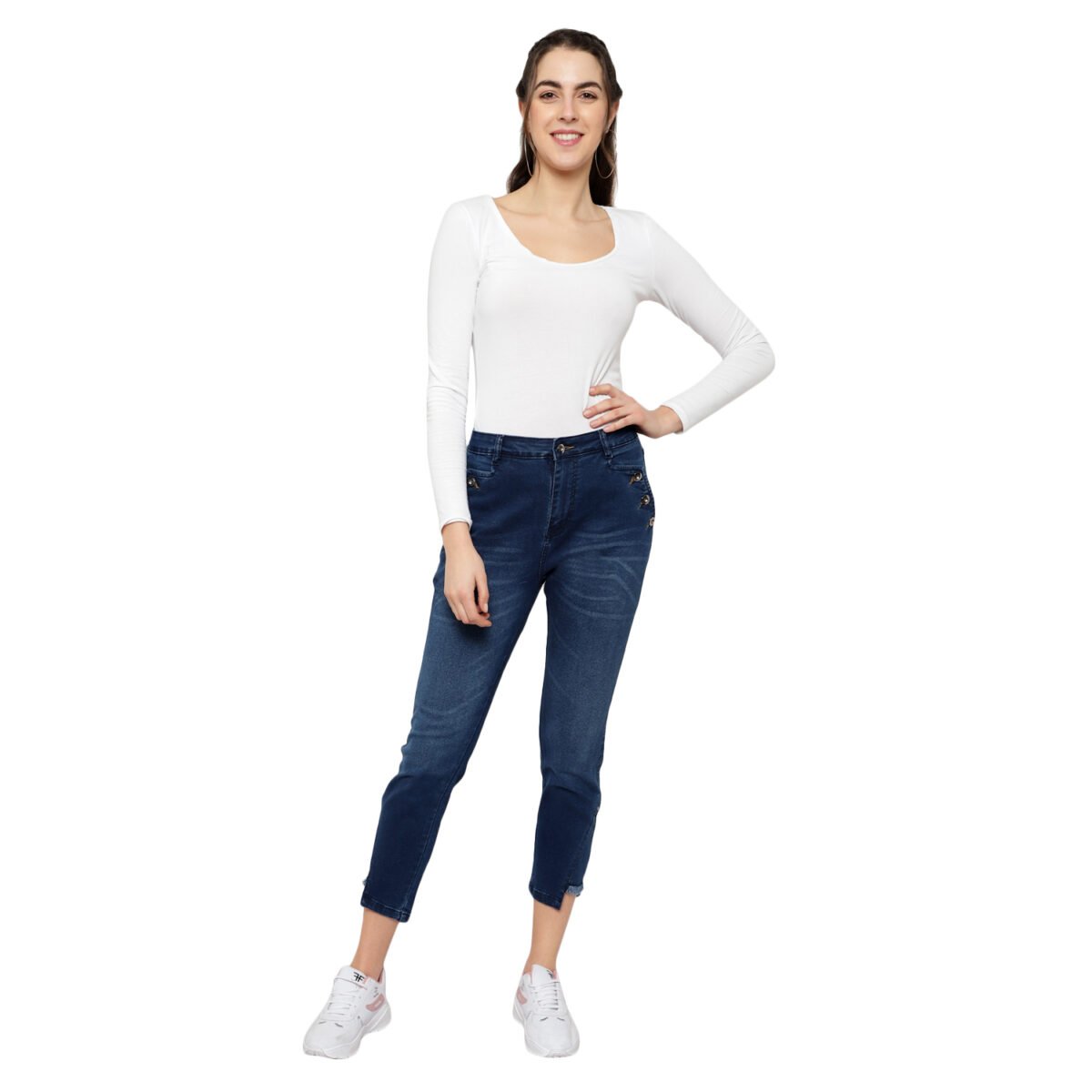 God’s Club Women Slim Fit High Rise Blue Stretchable Jeans - Image 1