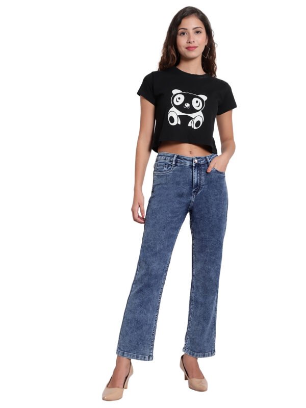 God’s Club Women Straight Fit High Rise Acid Blue Stretchable Jeans