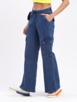 God’s Club Women Straight Wide Fit High Rise Dark Blue Stretchable Jeans - Image 3