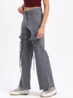 God’s Club Women Wide Leg High Rise Grey Stretchable Jeans - Image 3