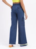 God’s Club Women Straight Wide Fit High Rise Dark Blue Stretchable Jeans - Image 4