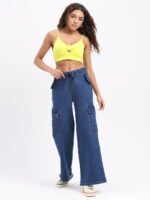 God’s Club Women Straight Wide Fit High Rise Dark Blue Stretchable Jeans