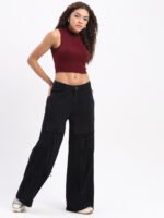 God’s Club Women Wide Leg High Rise Black Stretchable Jeans