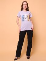 God’s Club Women Regular Fit Printed Purple T-shirt