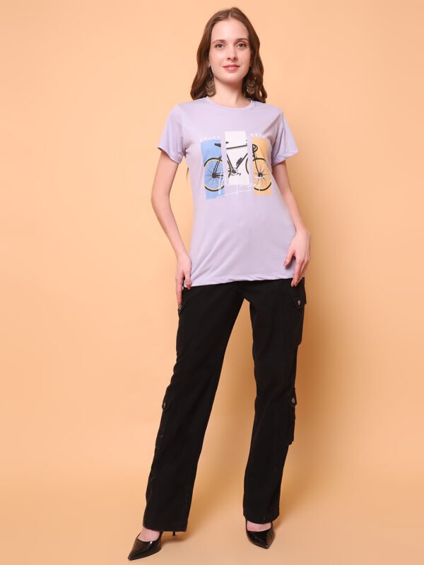 God’s Club Women Regular Fit Printed Purple T-shirt