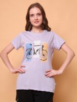 God’s Club Women Regular Fit Printed Purple T-shirt - Image 2