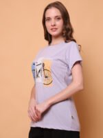 God’s Club Women Regular Fit Printed Purple T-shirt - Image 3