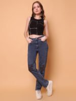God’s Club Women Slim Straight Fit Acid Medium Blue Stretchable Jeans