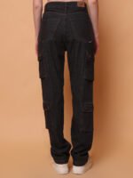 God’s Club Women Cargo Straight Fit Raw Black Stretchable Jeans - Image 4