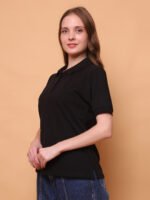 God’s Club Women Regular Fit Solid Black T-shirt - Image 3