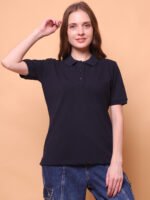 God’s Club Women Regular Fit Solid Navy T-shirt - Image 2