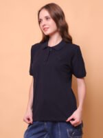 God’s Club Women Regular Fit Solid Navy T-shirt - Image 3