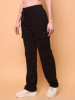God’s Club Women Cargo Fit High Rise Black Trousers Pants - Image 3