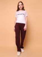 God’s Club Women Cargo Fit High Rise Wine Trousers Pants