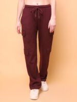 God’s Club Women Cargo Fit High Rise Wine Trousers Pants - Image 2