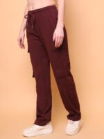 God’s Club Women Cargo Fit High Rise Wine Trousers Pants - Image 3