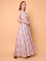 God’s Club Women Orange and Purple Feather Printed Dress