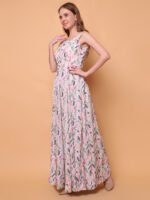 God’s Club Women Orange and Green Feather Printed Dress - Image 3