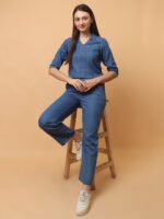 God’s Club Women Solid Medium Blue Co-Ord Set