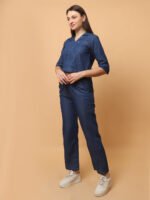 God’s Club Women Solid Dark Blue Co-Ord Set - Image 3