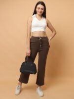God’s Club Women Cargo Fit High Rise Brown Trousers Pants
