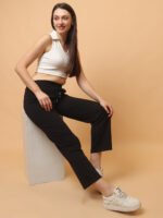 God’s Club Women Cargo Fit High Rise Black Trousers Pants