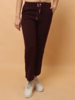 God’s Club Women Cargo Fit High Rise Wine Trousers Pants - Image 2
