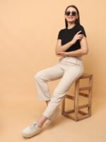 God’s Club Women Cargo Fit High Rise Fawn Trousers Pants