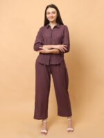 God’s Club Women Solid Chocolate Brown Co-Ord Set