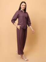 God’s Club Women Solid Chocolate Brown Co-Ord Set - Image 3