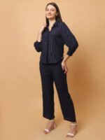 God’s Club Women Solid Chocolate Dark Blue Co-Ord Set - Image 3