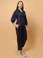 God’s Club Women Solid Chocolate Dark Blue Co-Ord Set - Image 4