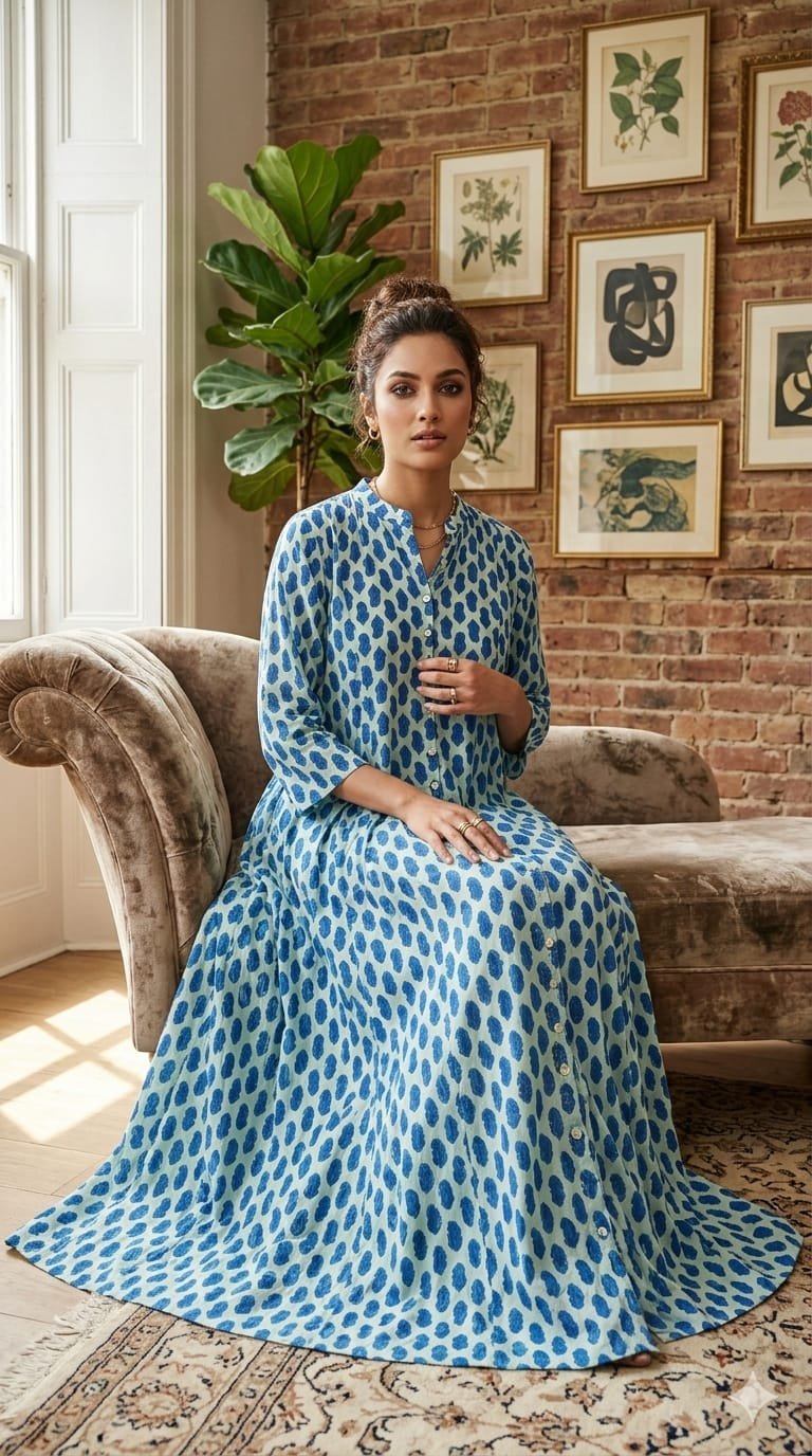 GC5051-INDIGO God’s Club Women Indigo Dress - Image 1