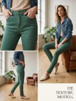 God’s Club Women Slim Fit Fit High Rise Faded Green Stretchable Jeans - Image 3