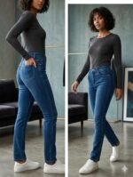 God’s Club Women Straight Fit High Rise Tint Blue Stretchable Jeans - Image 2