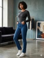 God’s Club Women Straight Fit High Rise Tint Blue Stretchable Jeans