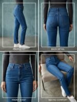 God’s Club Women Straight Fit High Rise Tint Blue Stretchable Jeans - Image 3