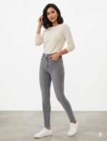 God’s Club Women Straight Fit High Rise Grey Stretchable Jeans