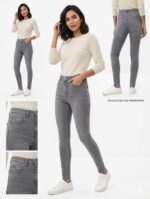 God’s Club Women Straight Fit High Rise Grey Stretchable Jeans - Image 2